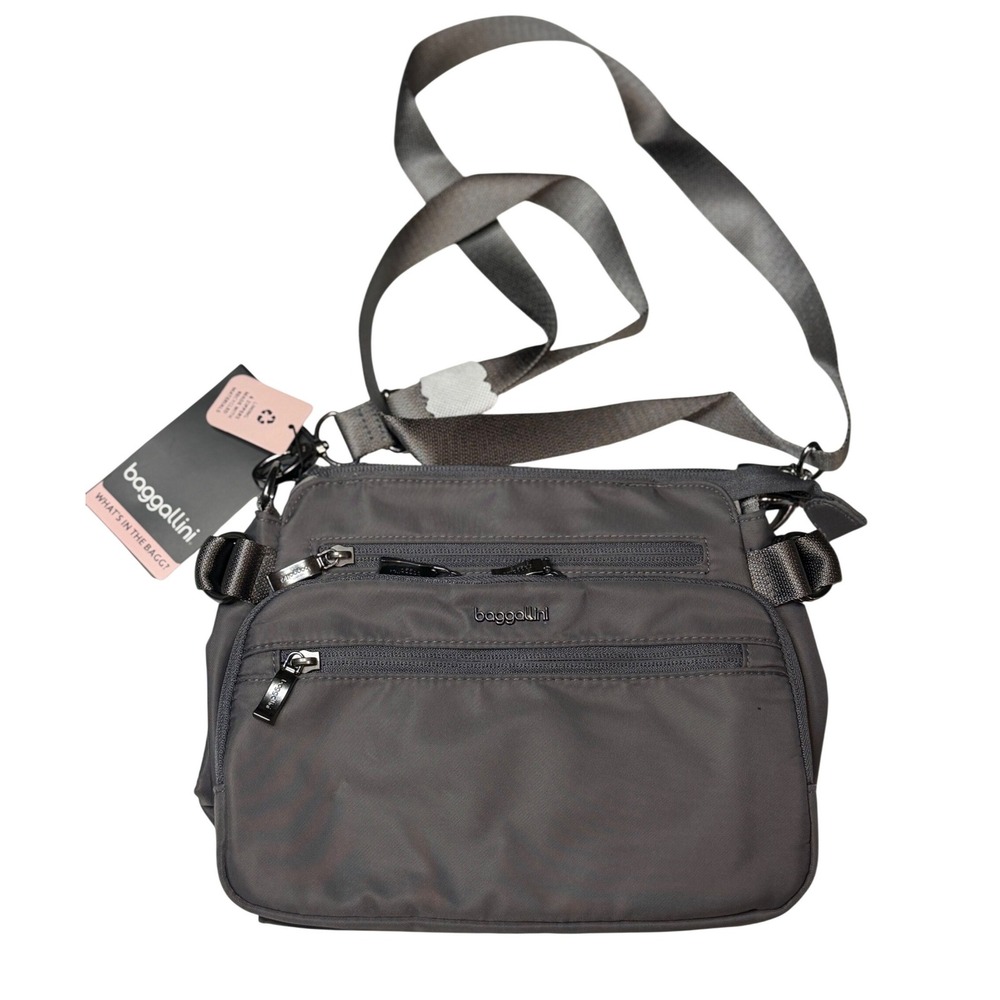 Baggallini Marais Crossbody Grey RFID‎ Built-In Wallet Nylon Travel Bag Comfort